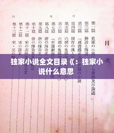 独家小说全文目录《：独家小说什么意思 