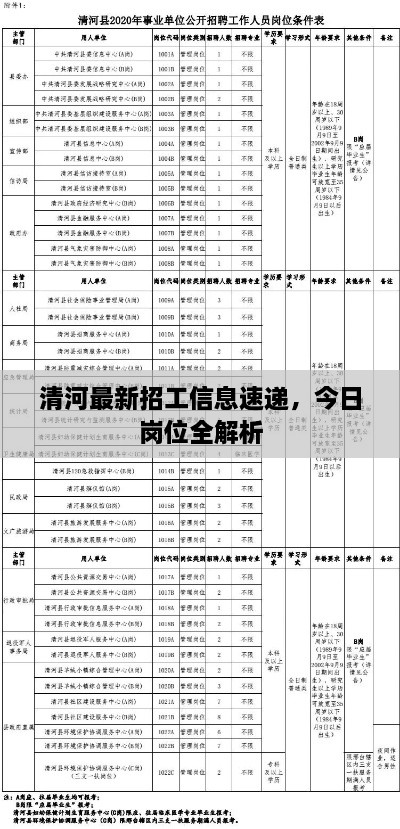 清河最新招工信息速递，今日岗位全解析