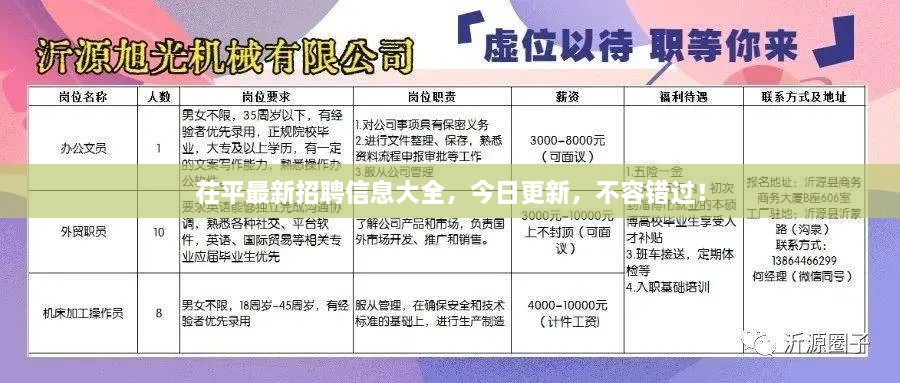 茌平最新招聘信息大全，今日更新，不容错过！