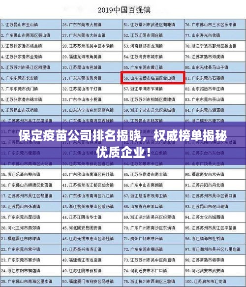 保定疫苗公司排名揭晓，权威榜单揭秘优质企业！