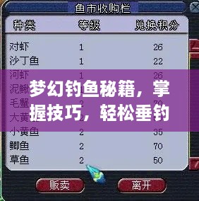 梦幻钓鱼秘籍，掌握技巧，轻松垂钓大咖攻略！