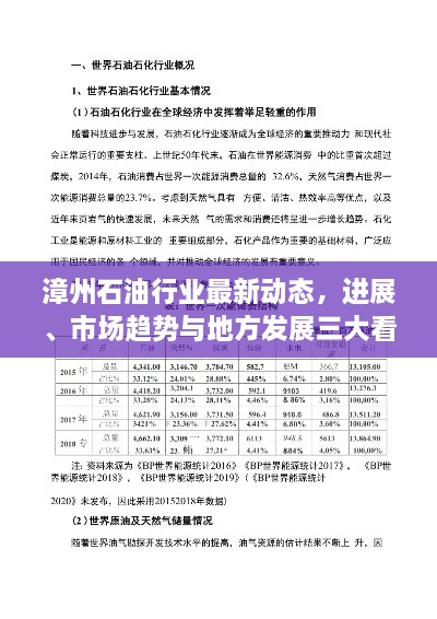 漳州石油行业最新动态，进展、市场趋势与地方发展三大看点揭秘