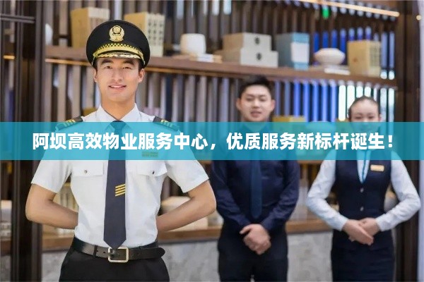 阿坝高效物业服务中心，优质服务新标杆诞生！