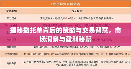 揭秘撤托单背后的策略与交易智慧，市场洞察与盈利秘籍