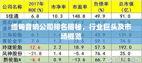 缅甸音响公司排名揭秘，行业巨头及市场概览